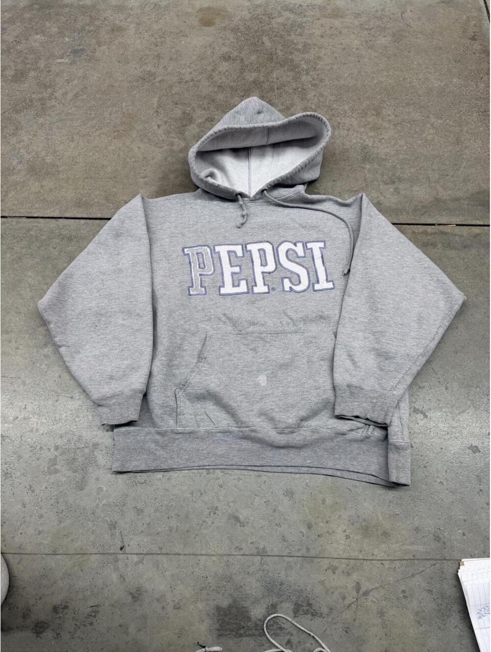 vintage pepsi cola grey and white spell out hoodie size medium